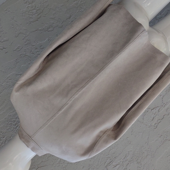 BB Dakota Women's Taupe Reversible Faux Leather Open Front Jacket Coat - Picture 15 of 16